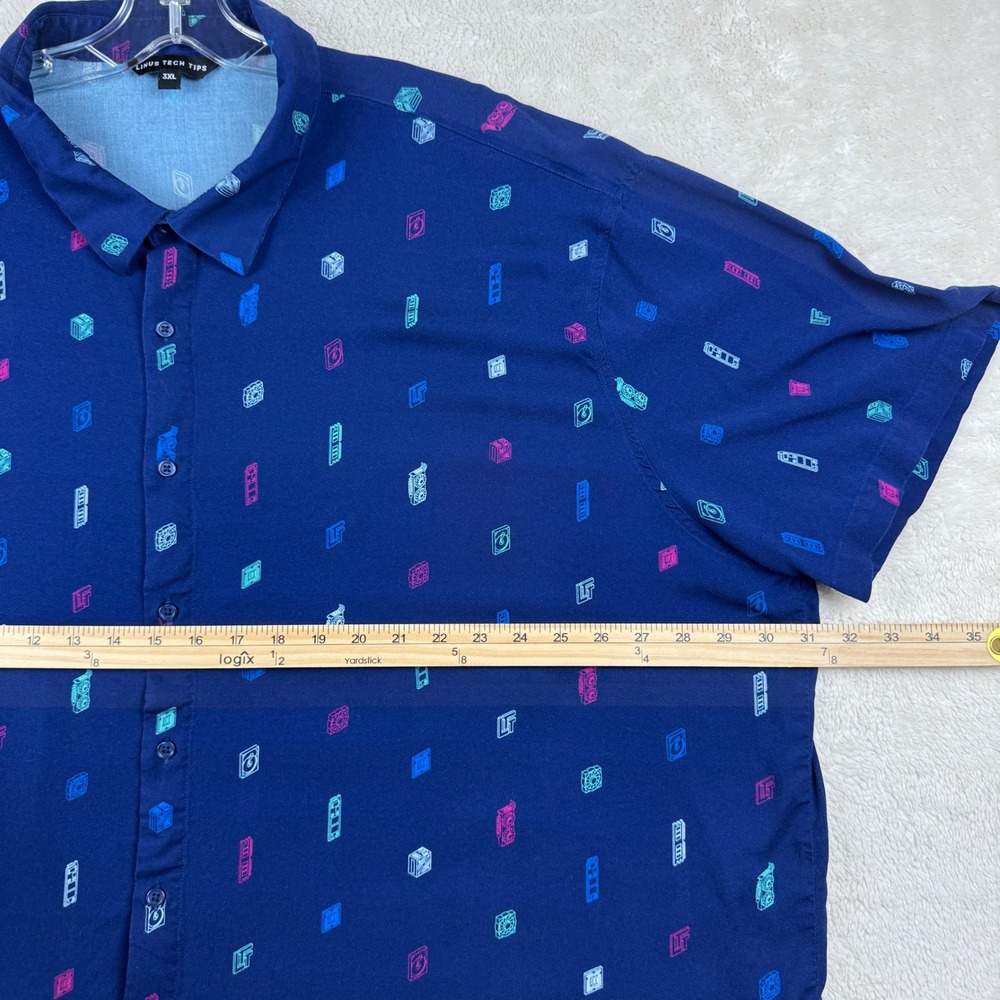 Linus Tech Tips Button Up Shirt‎ Men's Computer Hardware Print Stretch Size 3XL - Picture 5 of 13